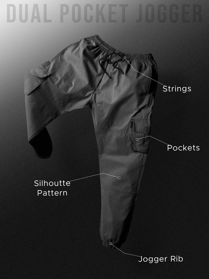 Black Dual Pocket Mens Cargo Joggers - Image 3