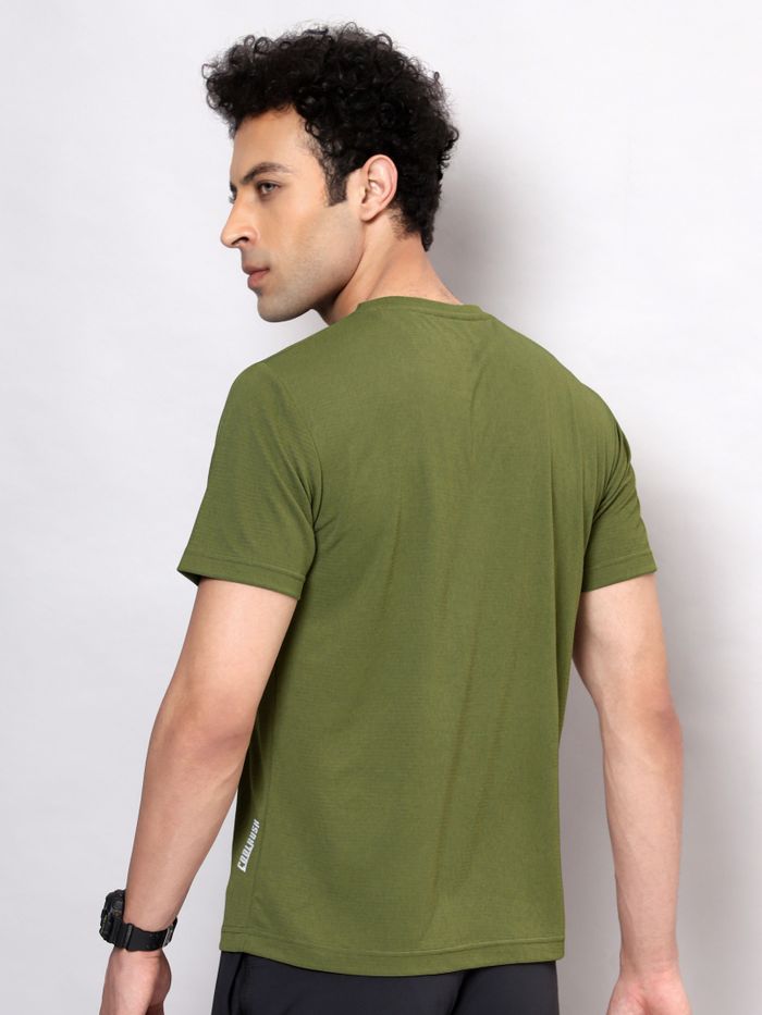 Cool Rush: Olive Green Men Active T-shirt - Image 3