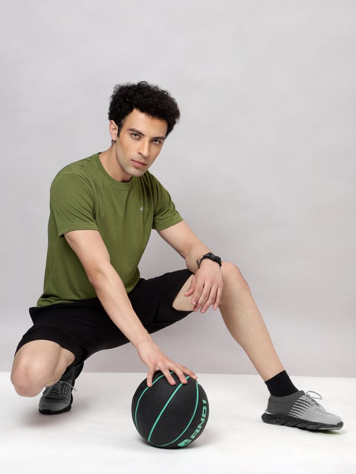 Cool Rush: Olive Green Men Active T-shirt - Image 2