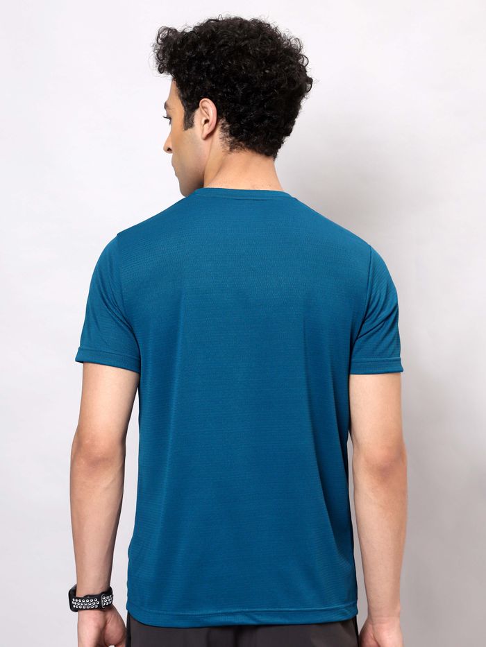 Cool Rush: Teal Blue Men Active T-shirt - Image 3