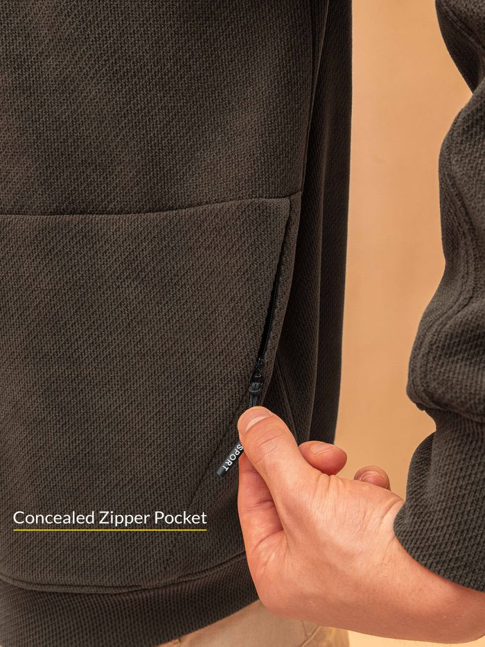 Dark Brown Textured Sweatshirt for Men - Image 2