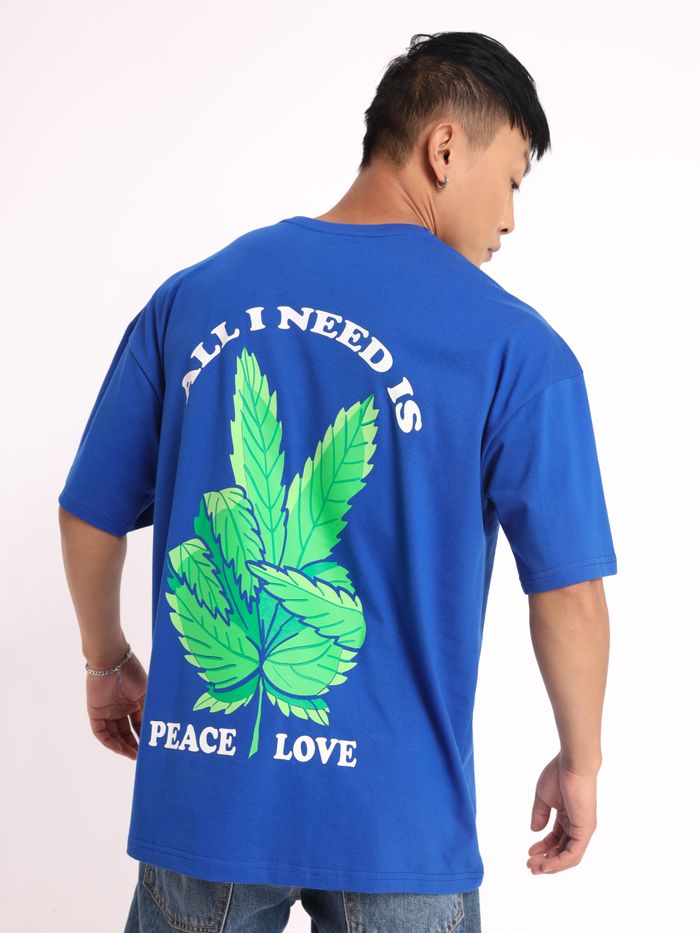 Peace Love Printed Oversized T-shirt for Men - Image 2