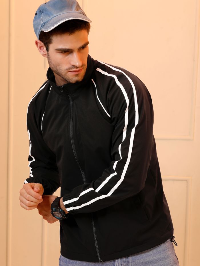 Black Raglan Sleeve Jacket for Men