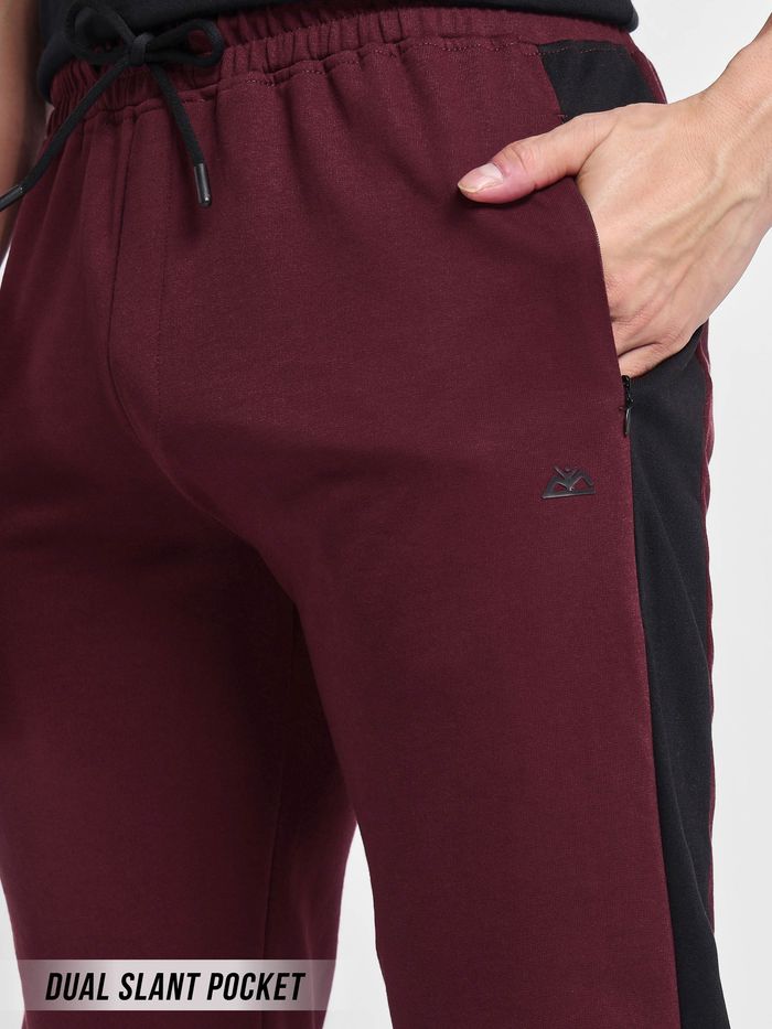 Burgundy Striped Knitted Men Jogger - Image 3
