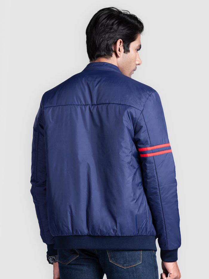 Dark Blue Reversible Bomber Jacket For Men - Image 3
