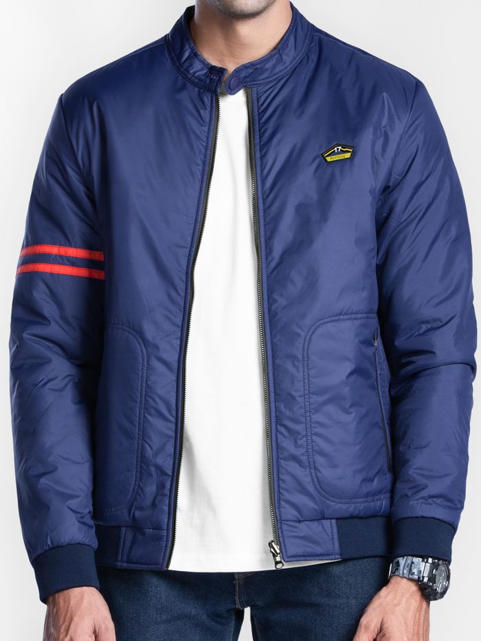 Dark Blue Reversible Bomber Jacket For Men - Image 2