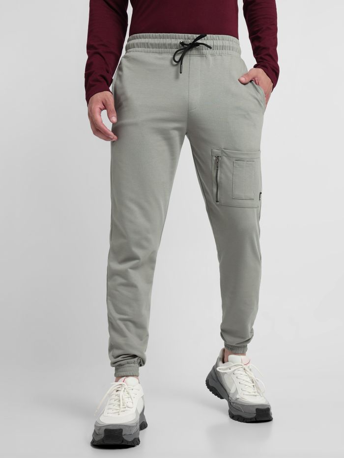 Light Grey Patch Pocket Knitted Men Jogger