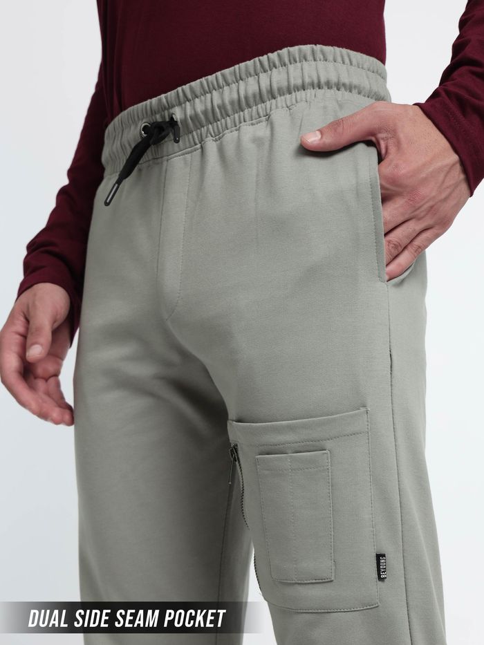 Light Grey Patch Pocket Knitted Men Jogger - Image 2
