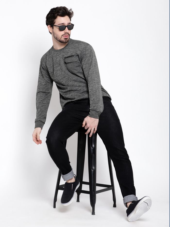 Metal Grey Box Knitted Men Sweatshirts - Image 3