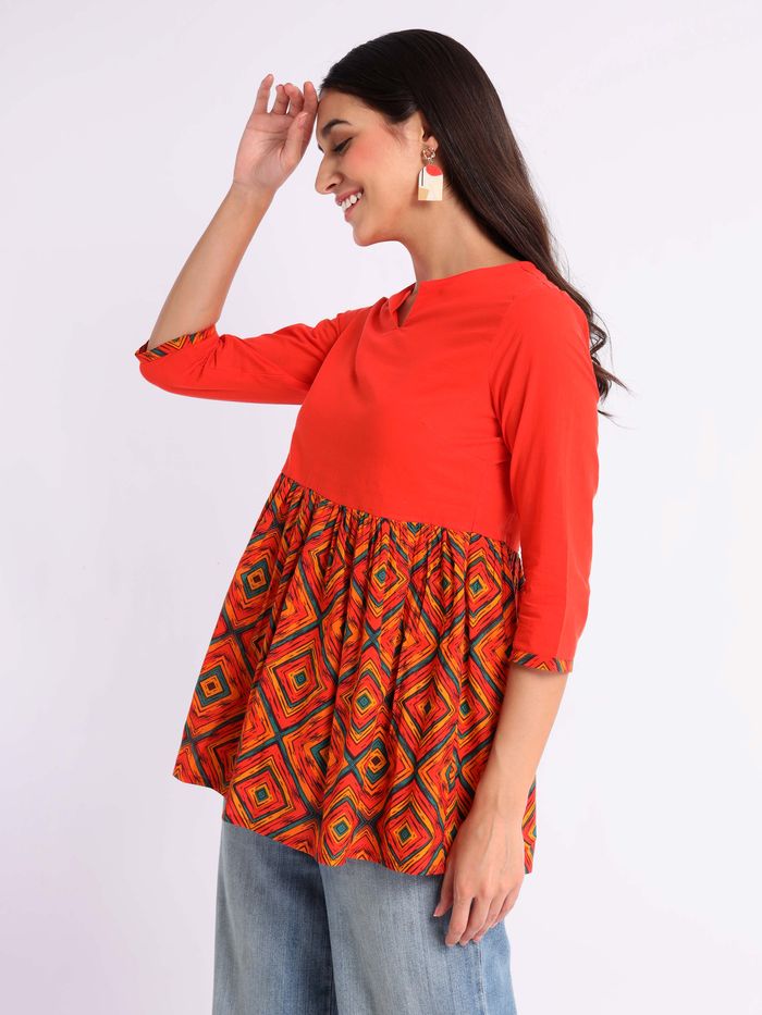 Multi-Colored A-Line Top