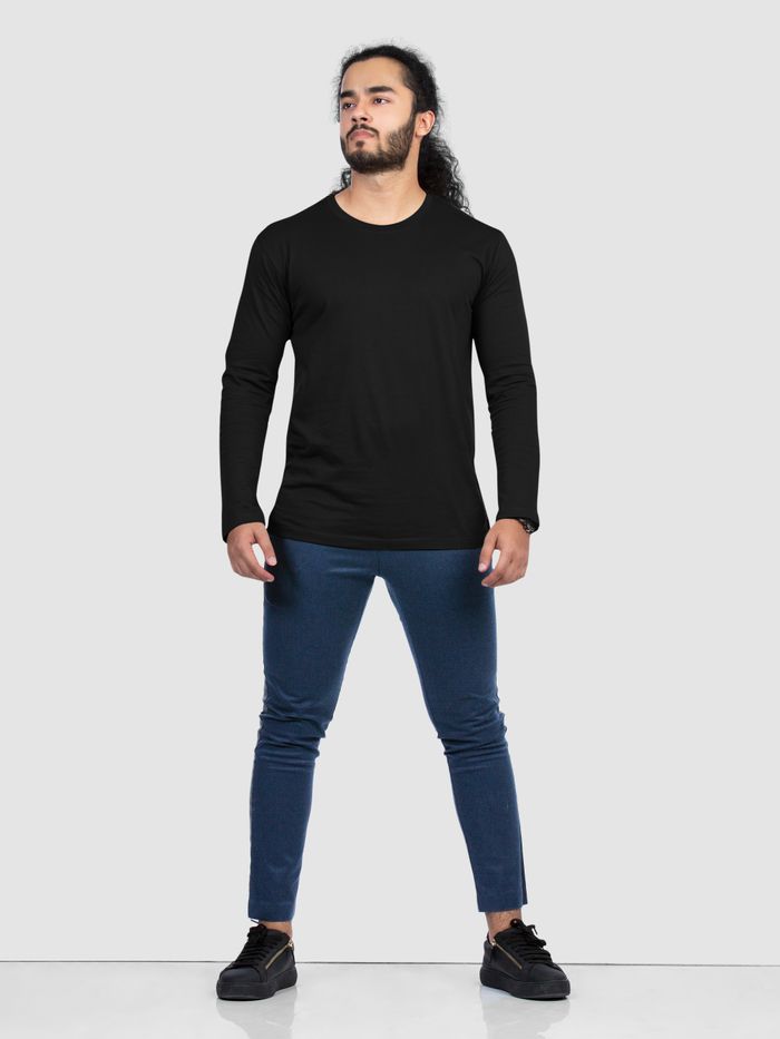 Plain Black Full Sleeves T-shirts - Madhunk