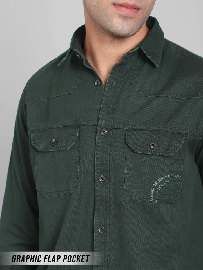 Regent Green Sulphur Twill Shirt for Men - Image 2