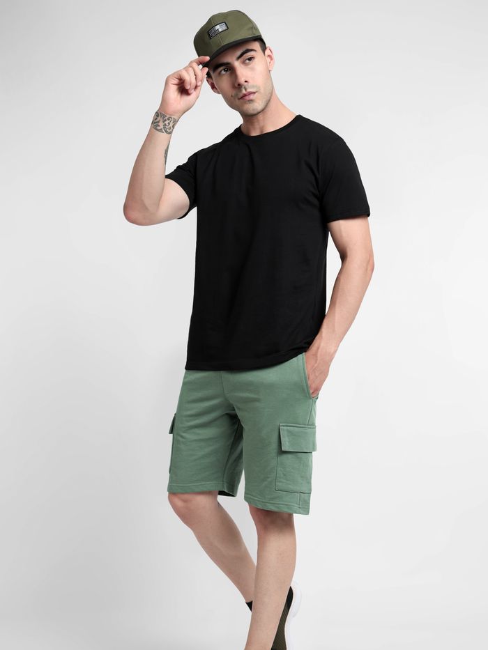 Sage Green Knitted Shorts for Men