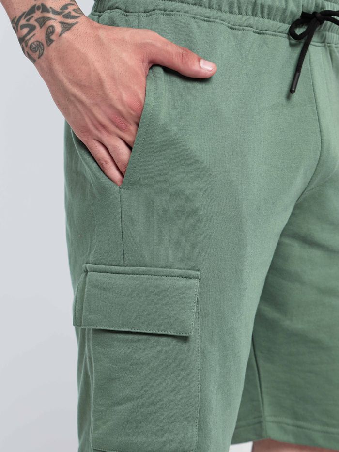 Sage Green Knitted Shorts for Men - Image 2