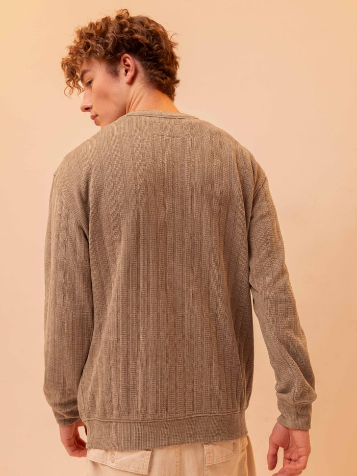 Tan Brown Structured Sweatshirt for Men - Image 2
