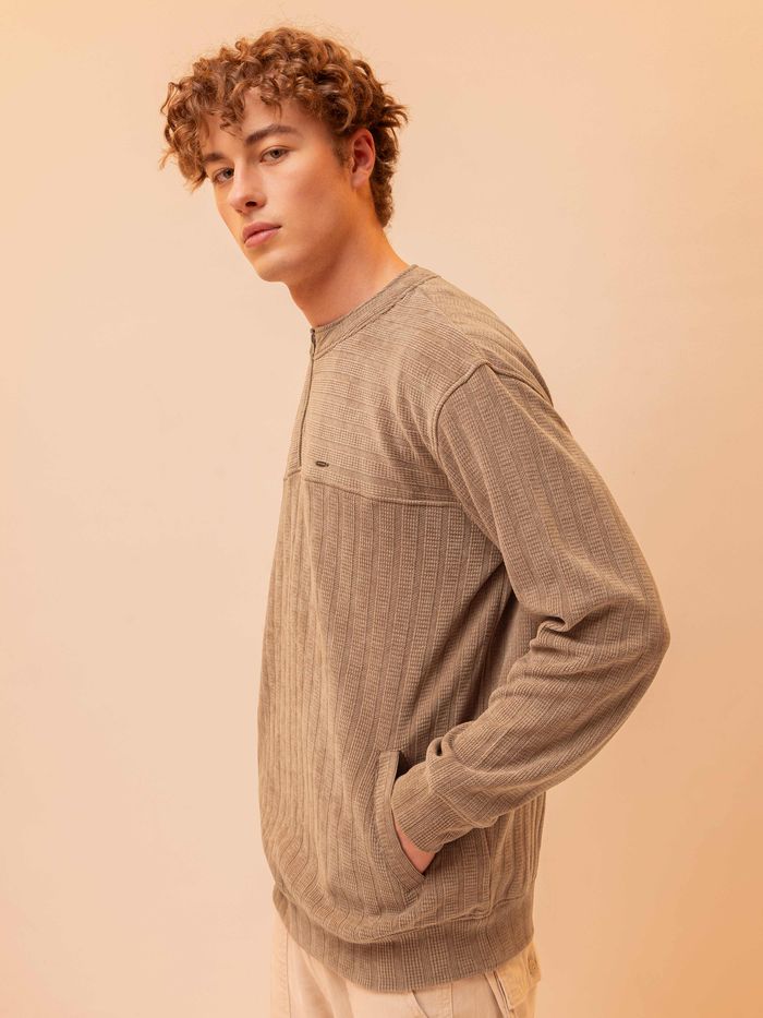 Tan Brown Structured Sweatshirt for Men - Image 3