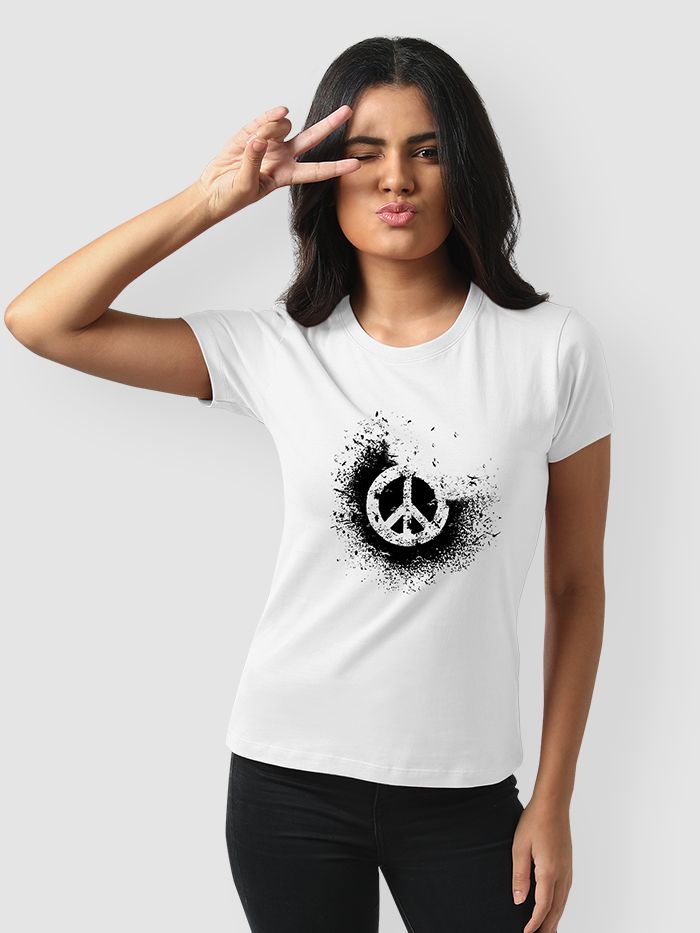 Disintegrated Peace Women's Printed T shirts For Girls
