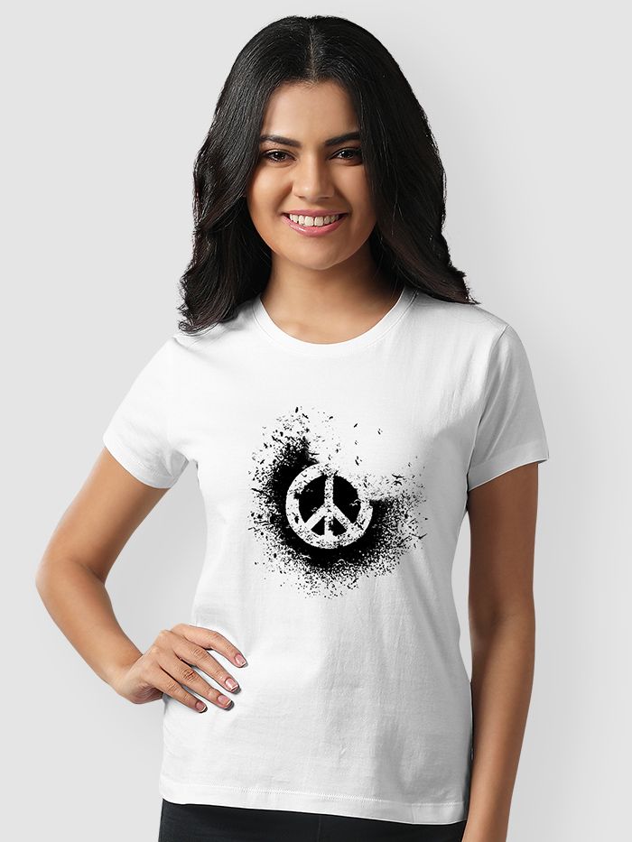 Disintegrated Peace Women's Printed T shirts For Girls - Image 3