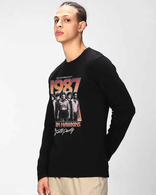 Men's Jet Black ST Characters Graphic Printed T-shirt - Image 2