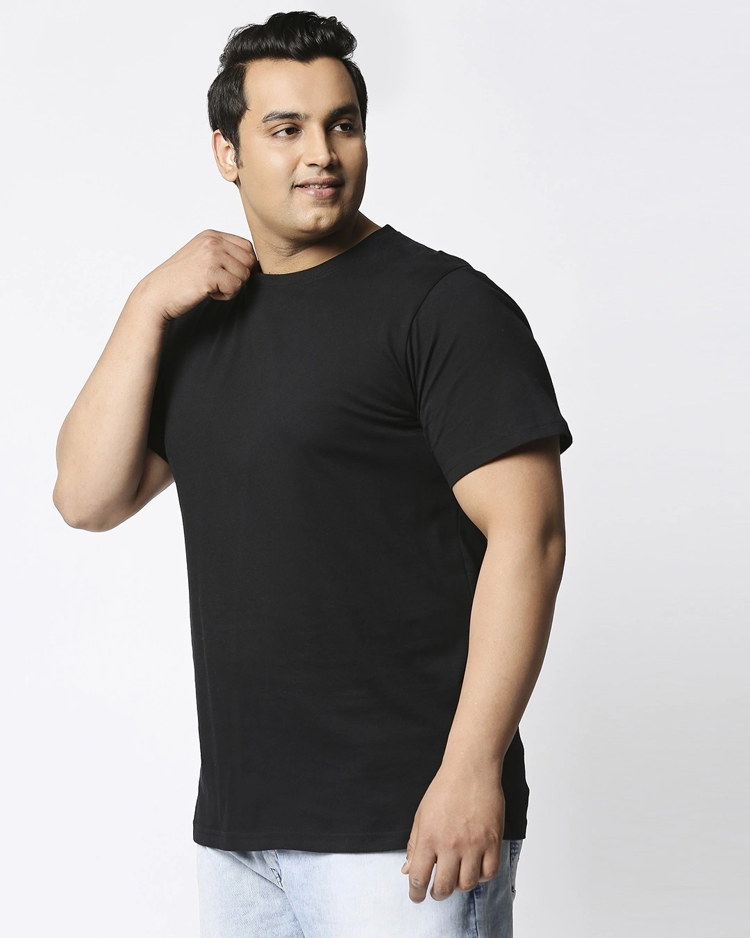 Black Half Sleeve Plus Size T-Shirt - Image 2