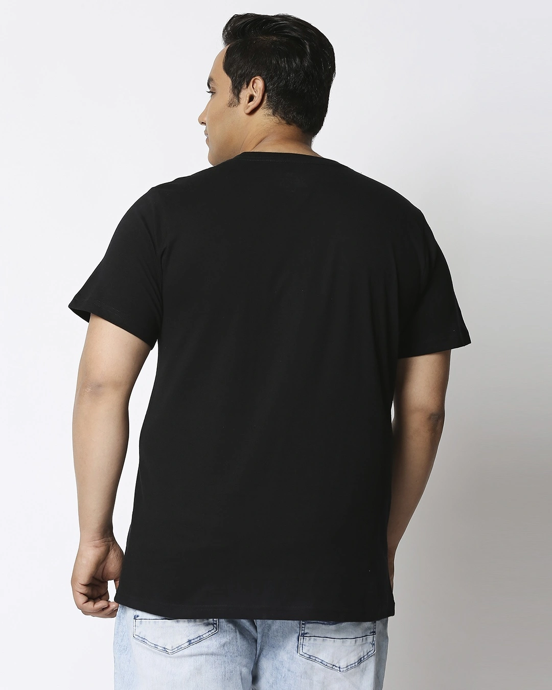 Black Half Sleeve Plus Size T-Shirt - Image 4