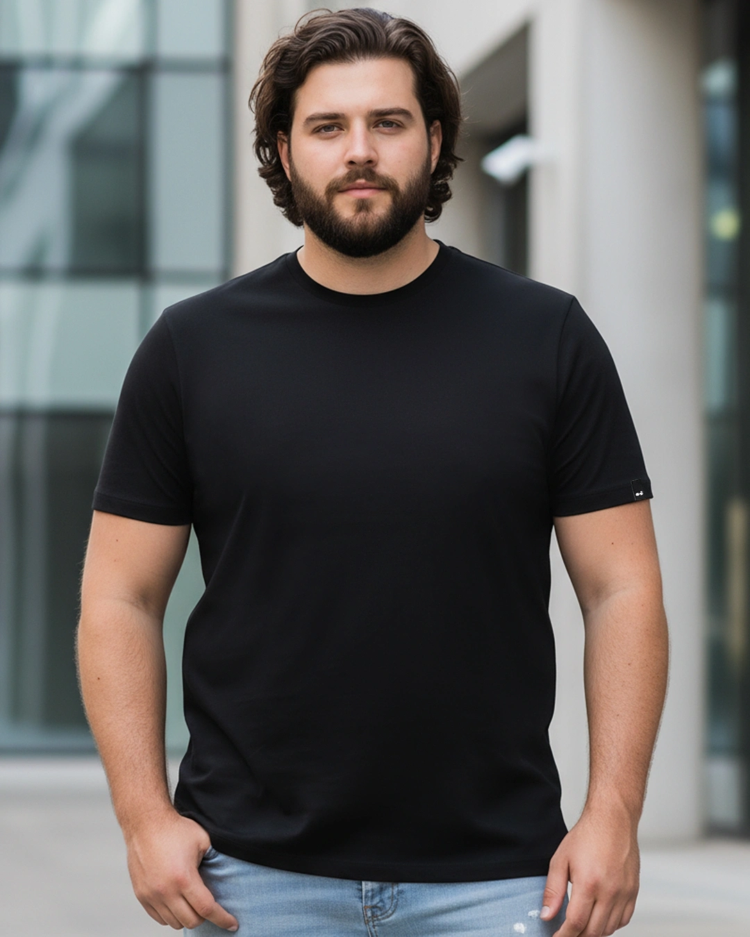 Black Half Sleeve Plus Size T-Shirt