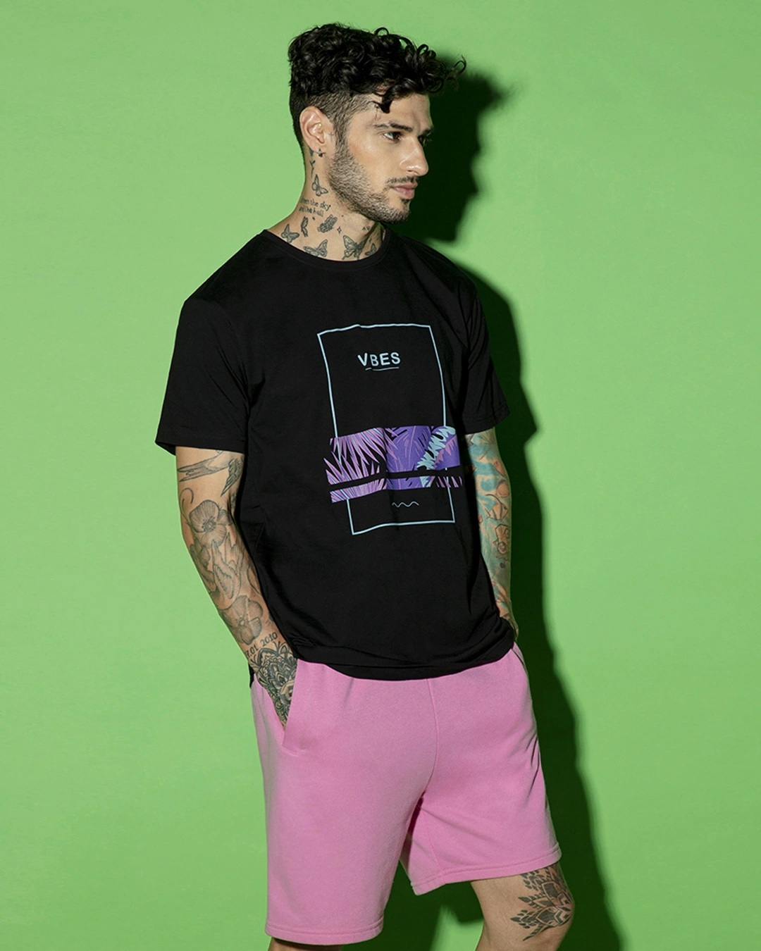 Men's Black Blue Vibes Graphic Printed T-shirt - Image 2