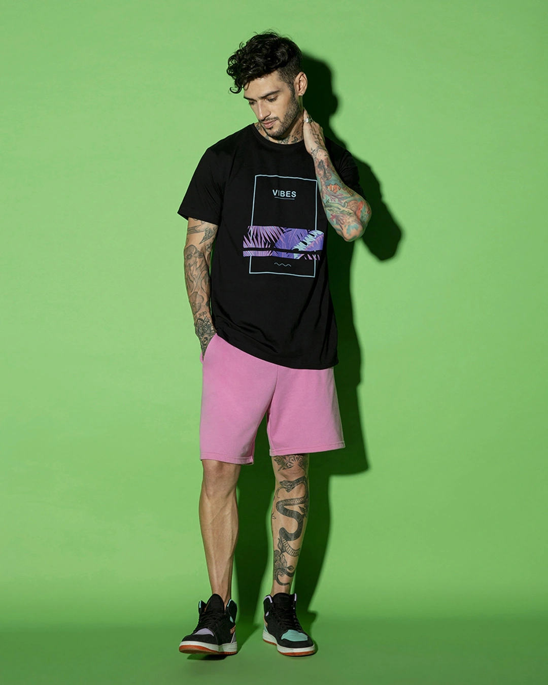 Men's Black Blue Vibes Graphic Printed T-shirt - Image 4