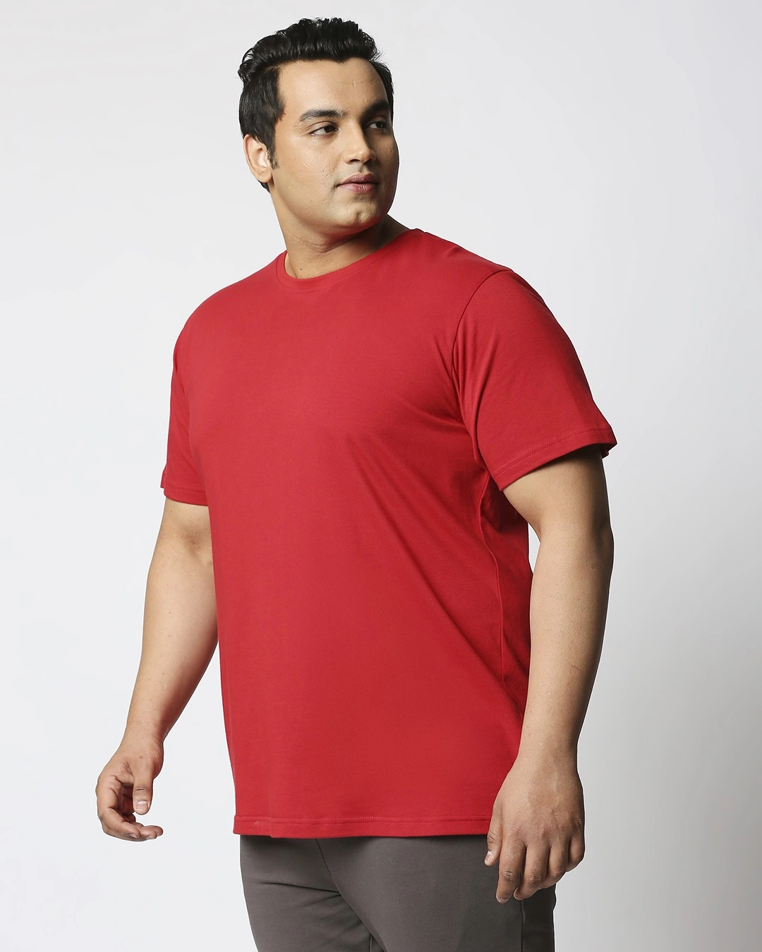 Bold Red Half Sleeve Plus Size T-Shirt - Image 2