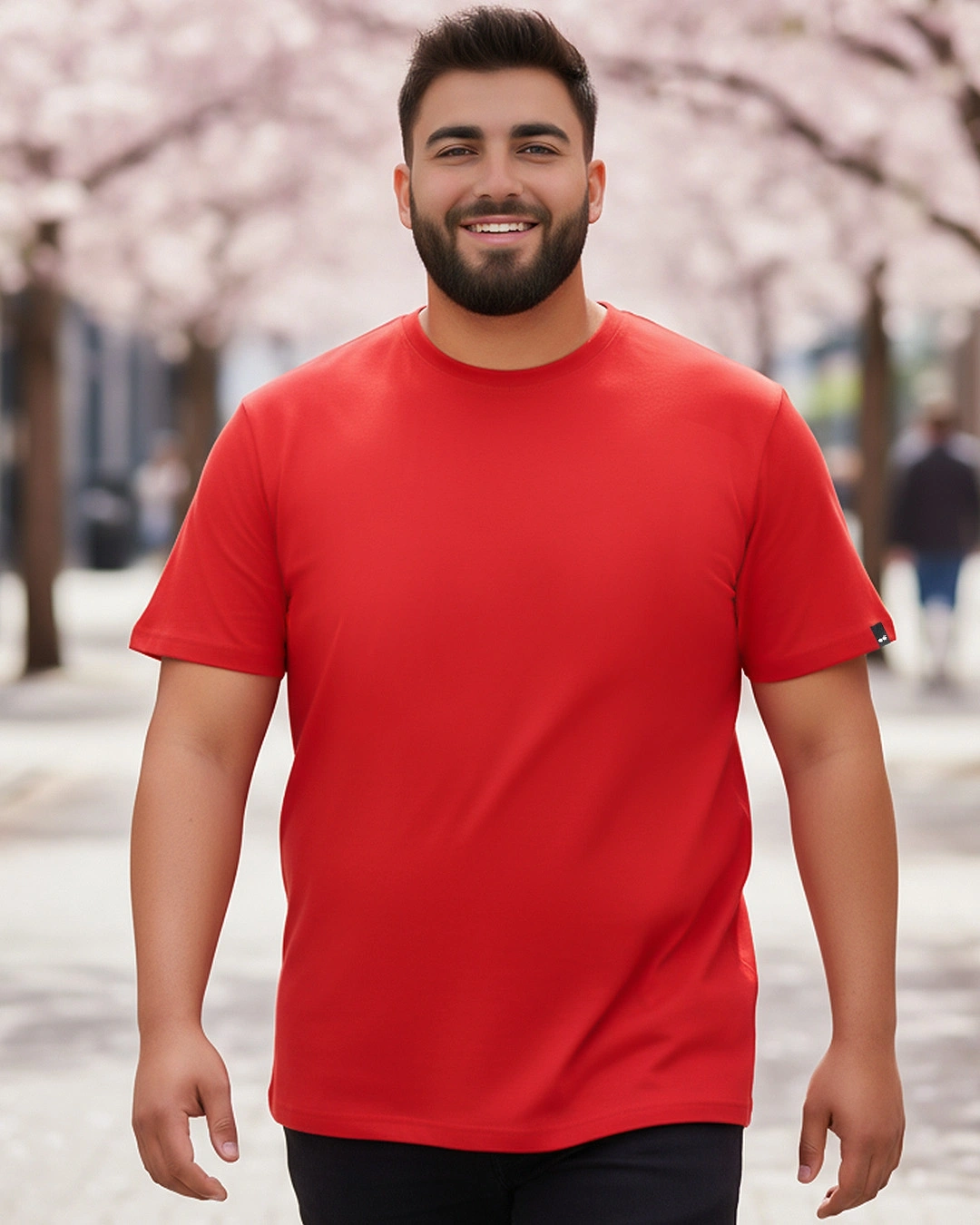 Bold Red Half Sleeve Plus Size T-Shirt