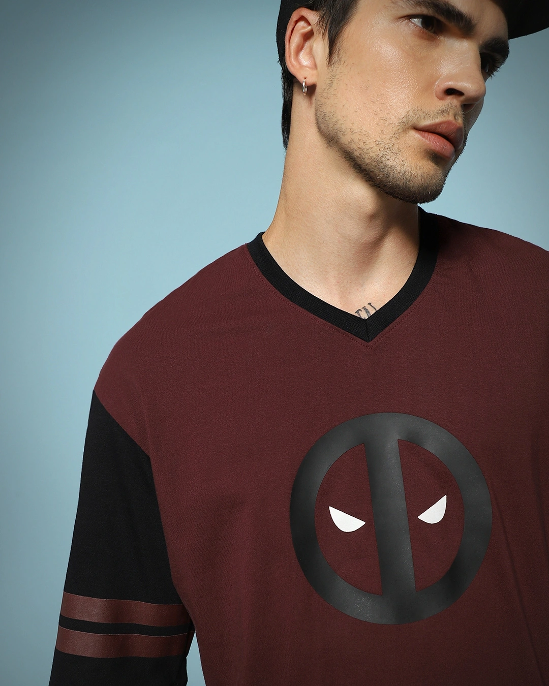 Men's Maroon Dead Pool Jersey Graphic Printed Oversized T-shirt - Image 2