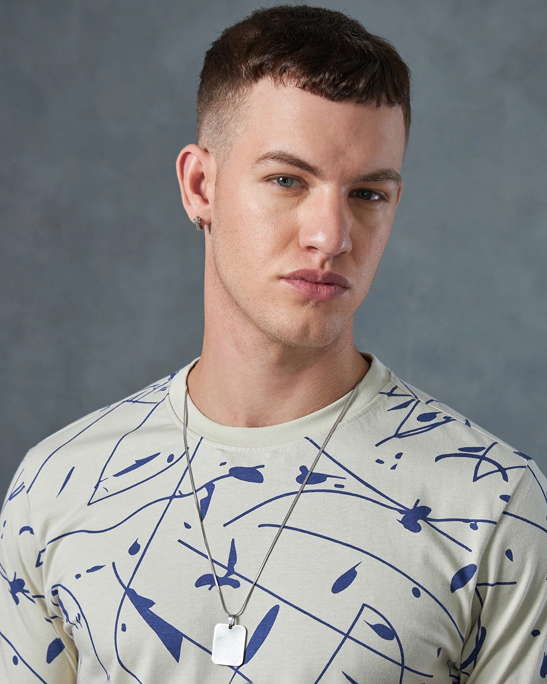 Men's Beige All Over Printed T-shirt - Image 5