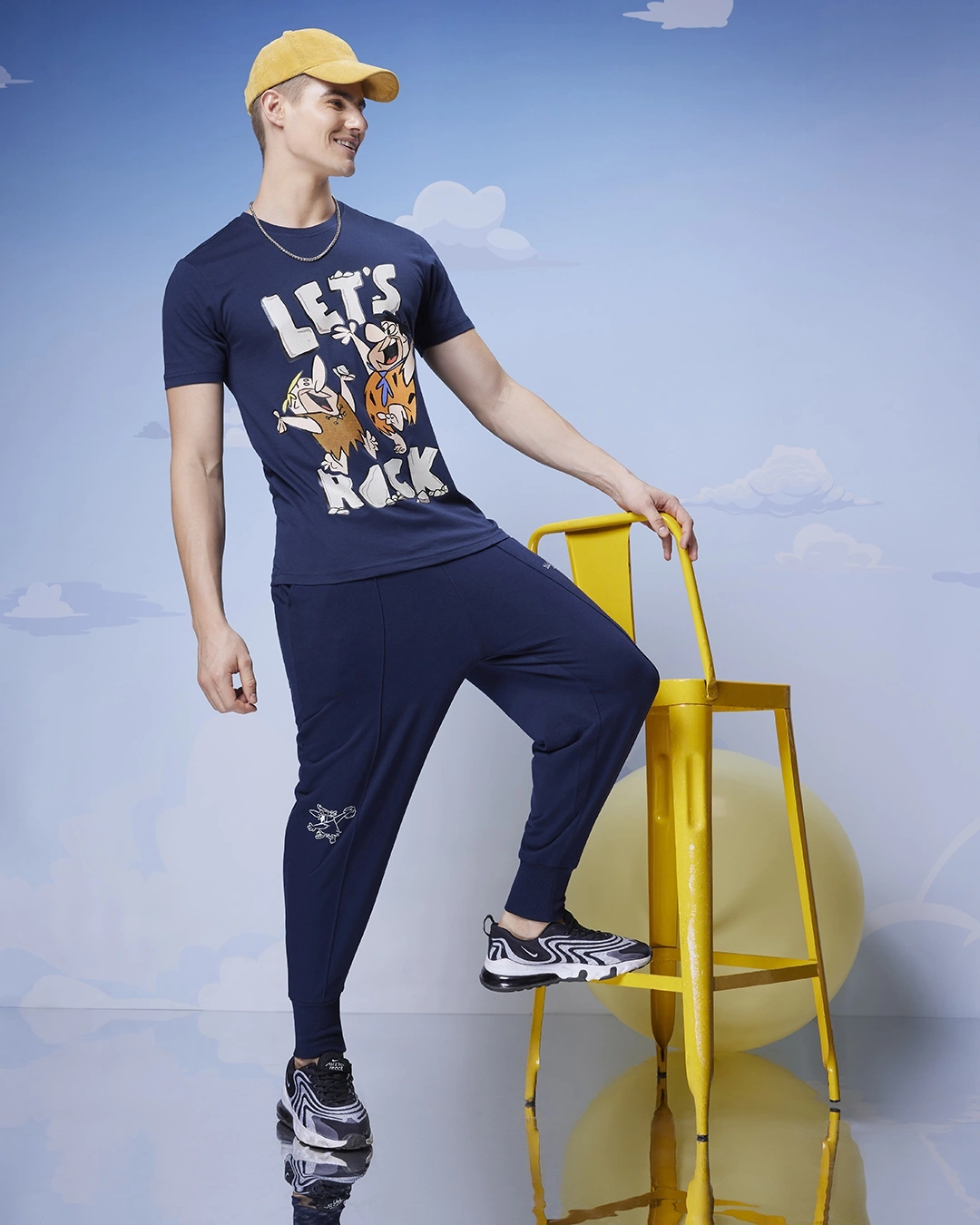 Men's Blue Rock N Roll Graphic Printed T-shirt - Image 4