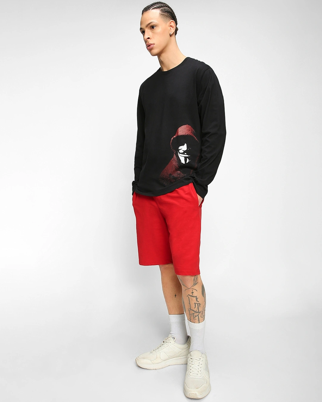 Men's Black Anonymous Mask Graphic Printed T-shirt - Image 4