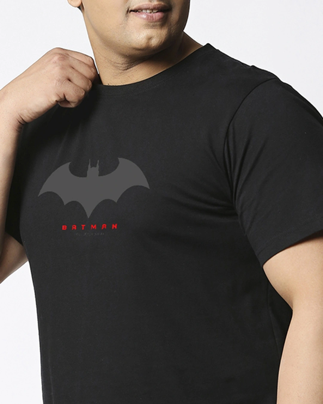 Men's Black Batman Outline Logo Graphic Print Plus Size T-shirt - Image 5