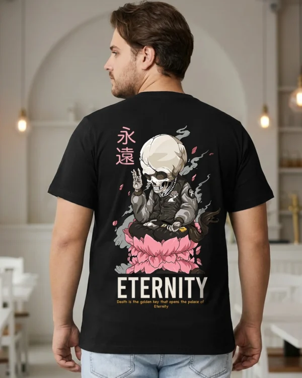 Men's Black Eternity Graphic Printed Plus Size T-shirt