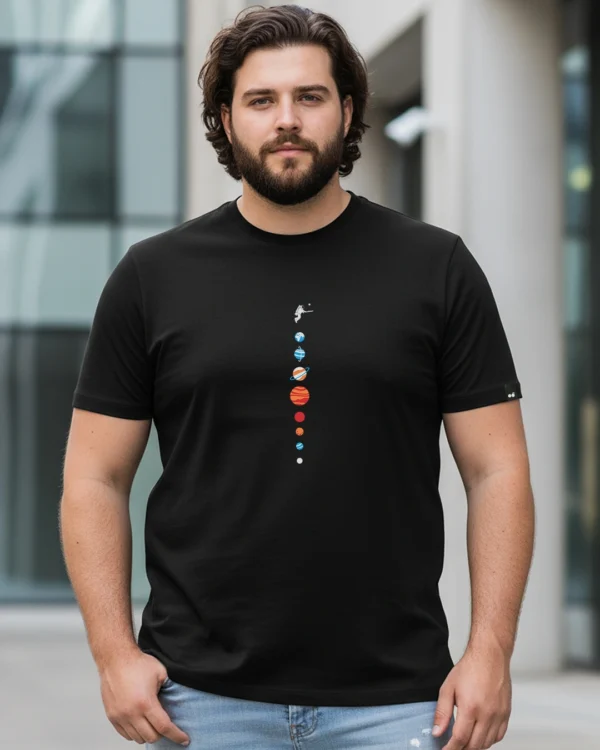 Men's Black Galaxy cricket Graphic Printed Plus Size T-shirt