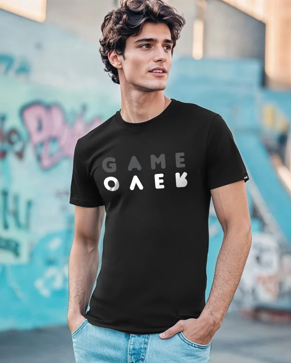 Men's Black Game Over Typography T-shirt