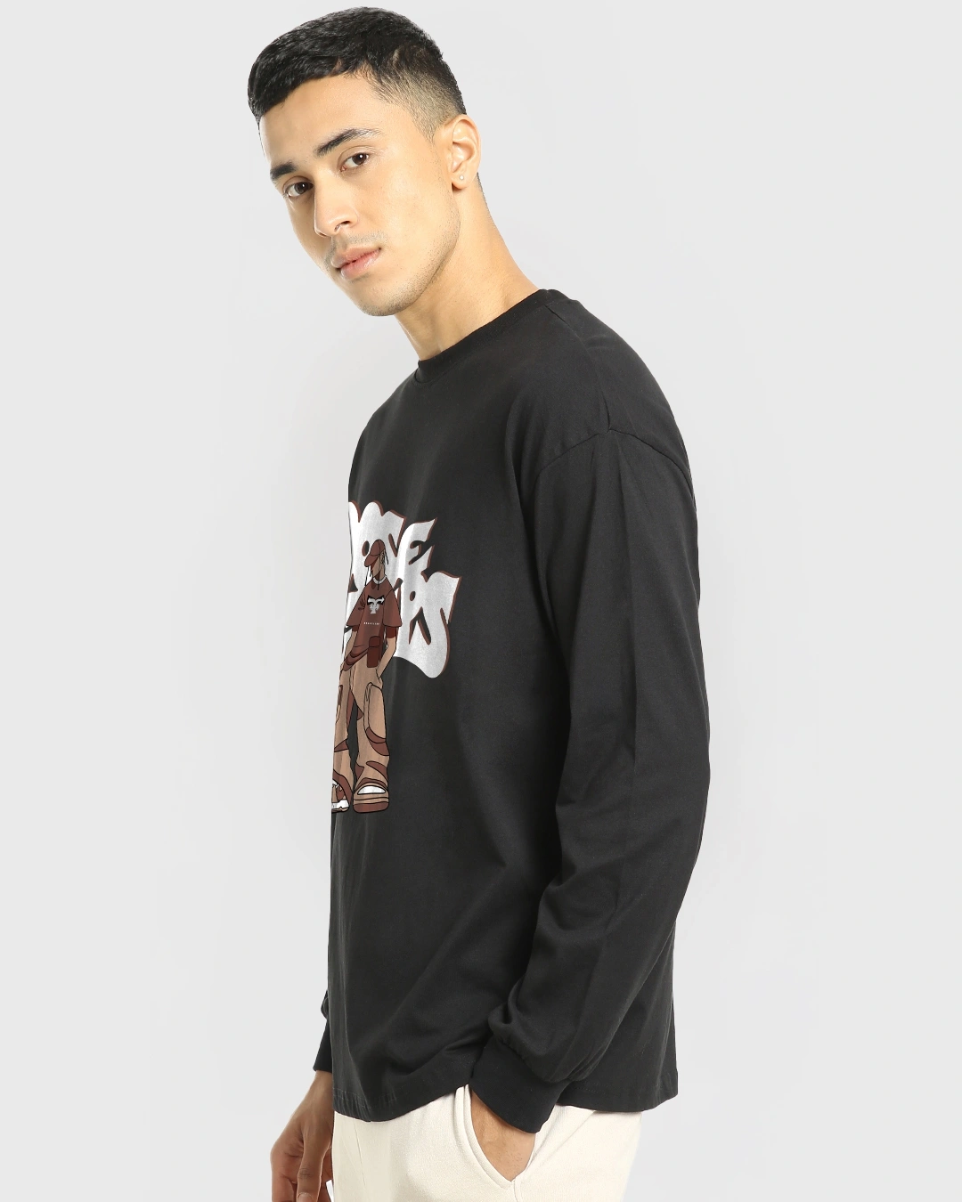 Men's Black Goosebumps Graphic Printed Oversized T-shirt - Image 4