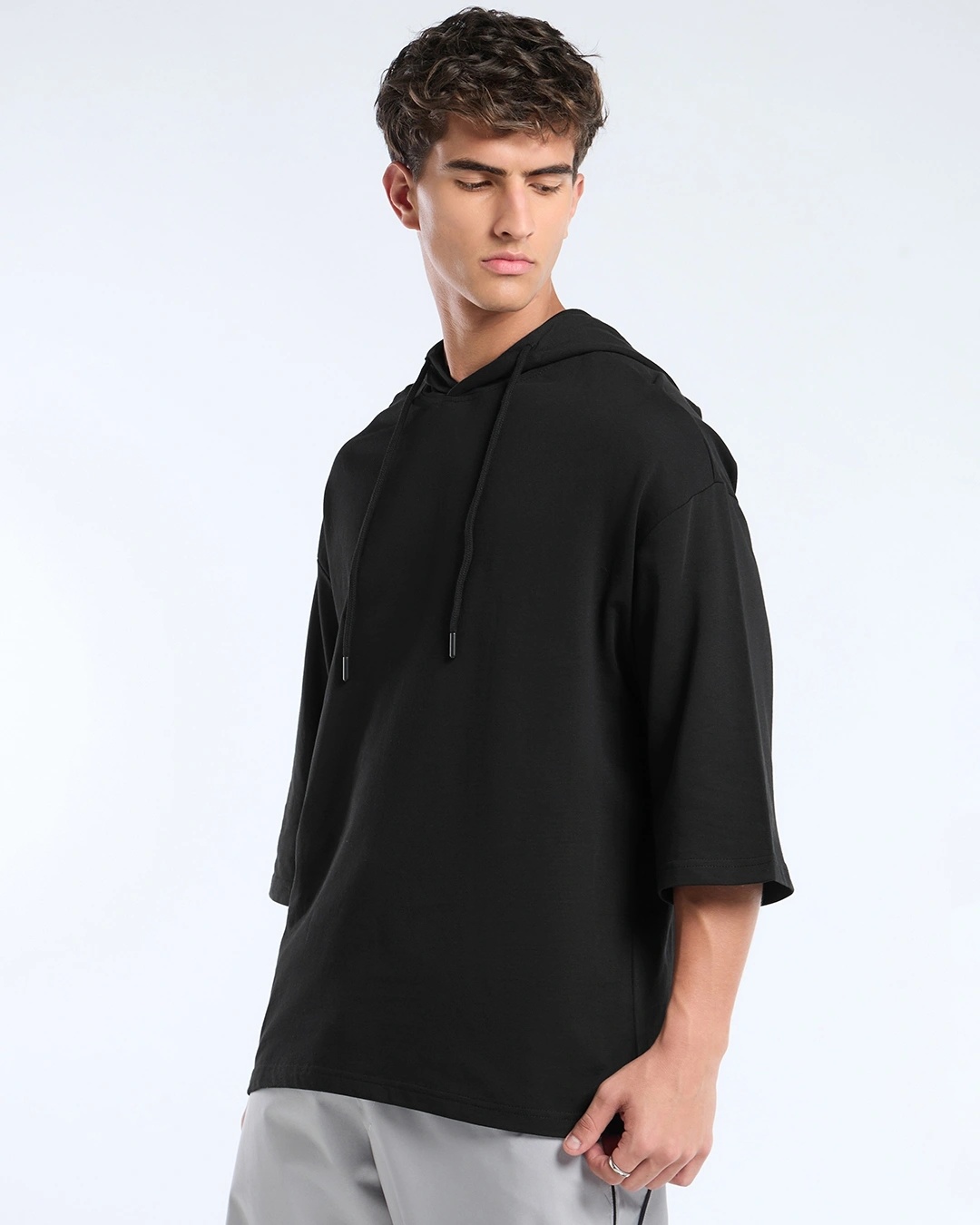 Men's Black Hoodie T-shirt - Image 2