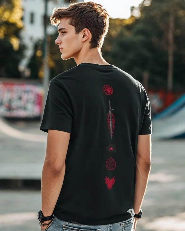 Men's Black House Of The Dragon Iconic Graphic Printed T-shirt