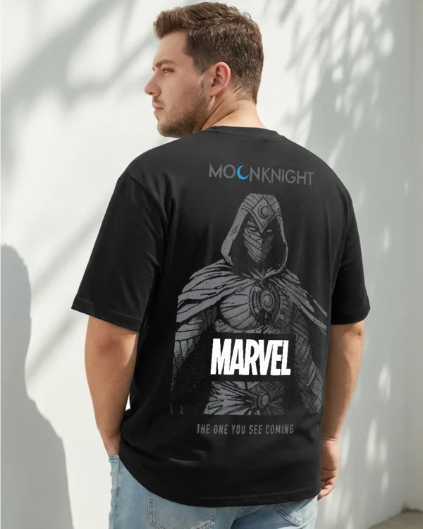 Men's Black Marvel's Moon Knight Graphic Printed Plus Size T-shirt