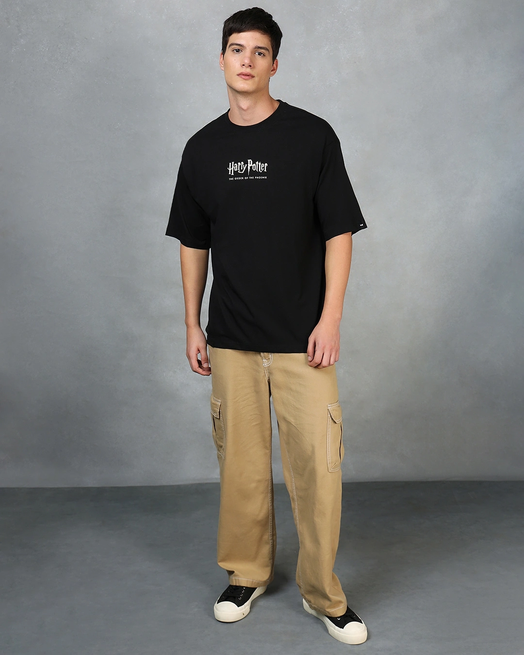 Men's Black Order Of The Phoenix Graphic Printed Oversized T-shirt - Image 4