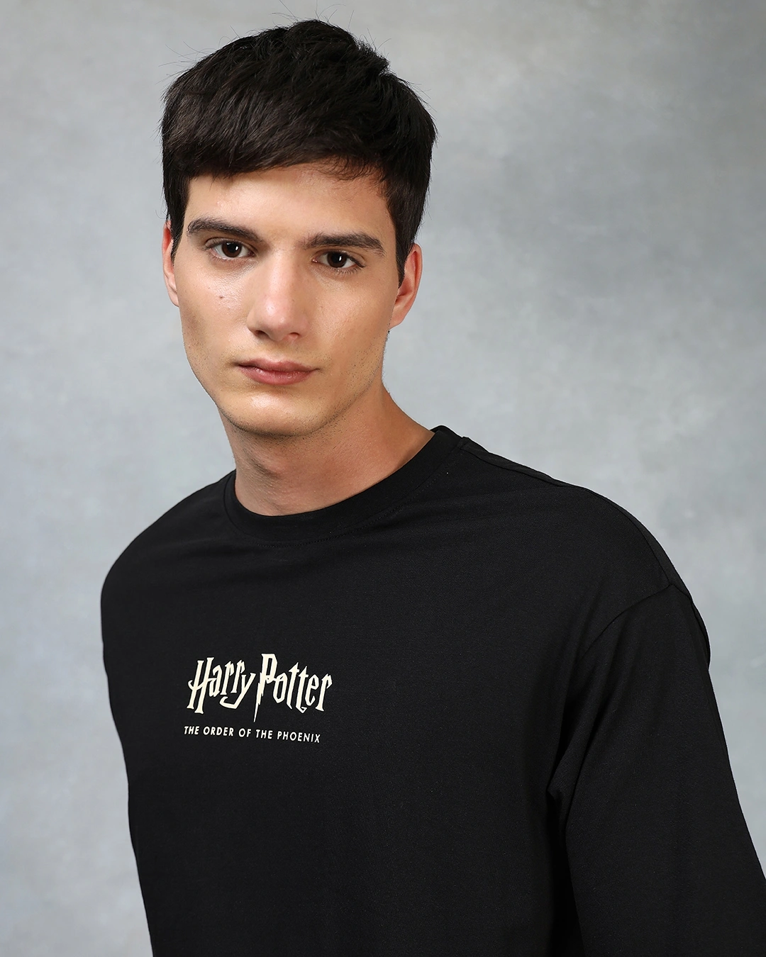 Men's Black Order Of The Phoenix Graphic Printed Oversized T-shirt - Image 5
