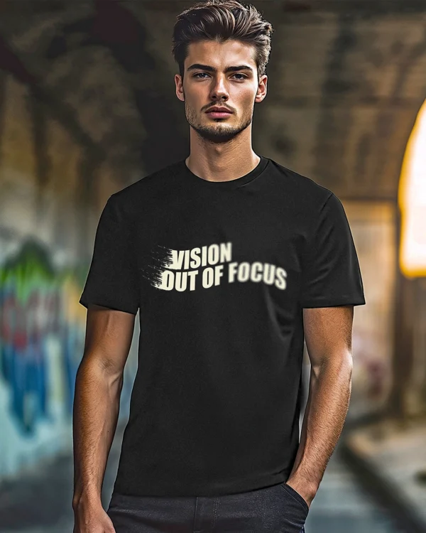 Men's Black Out of Focus Typography T-shirt