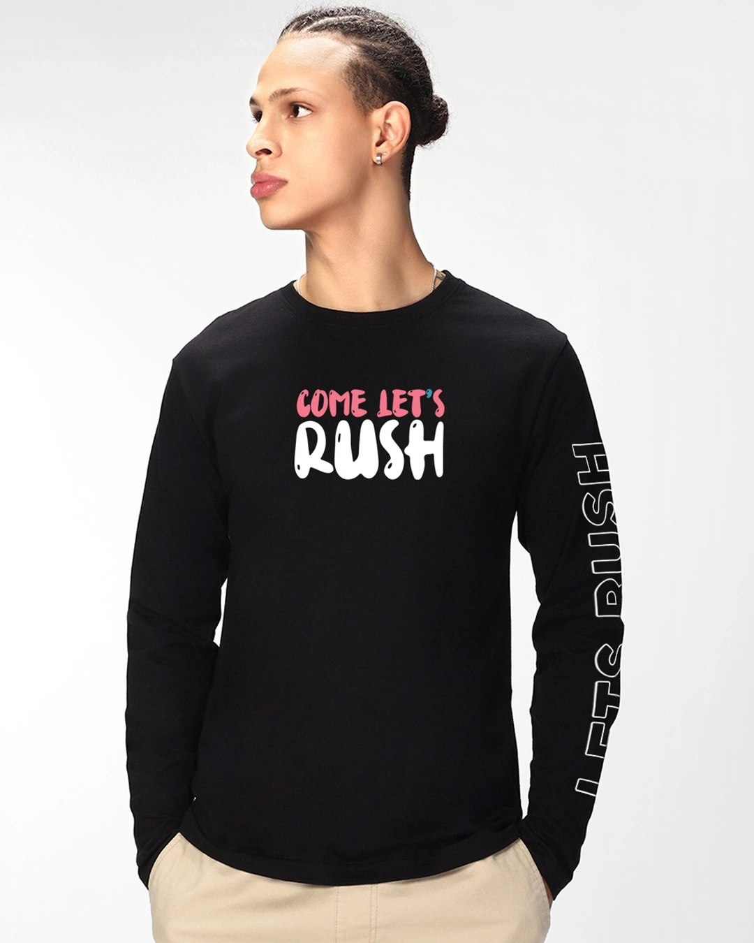 Men's Black Rush Graphic Printed T-shirt - Image 2
