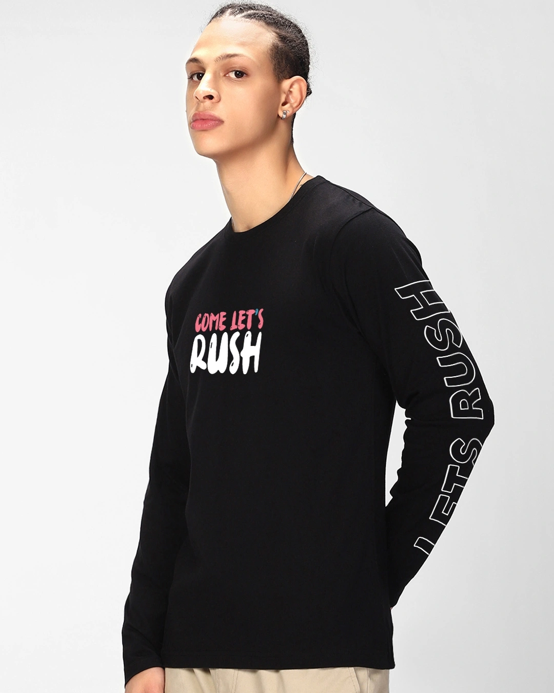 Men's Black Rush Graphic Printed T-shirt - Image 3