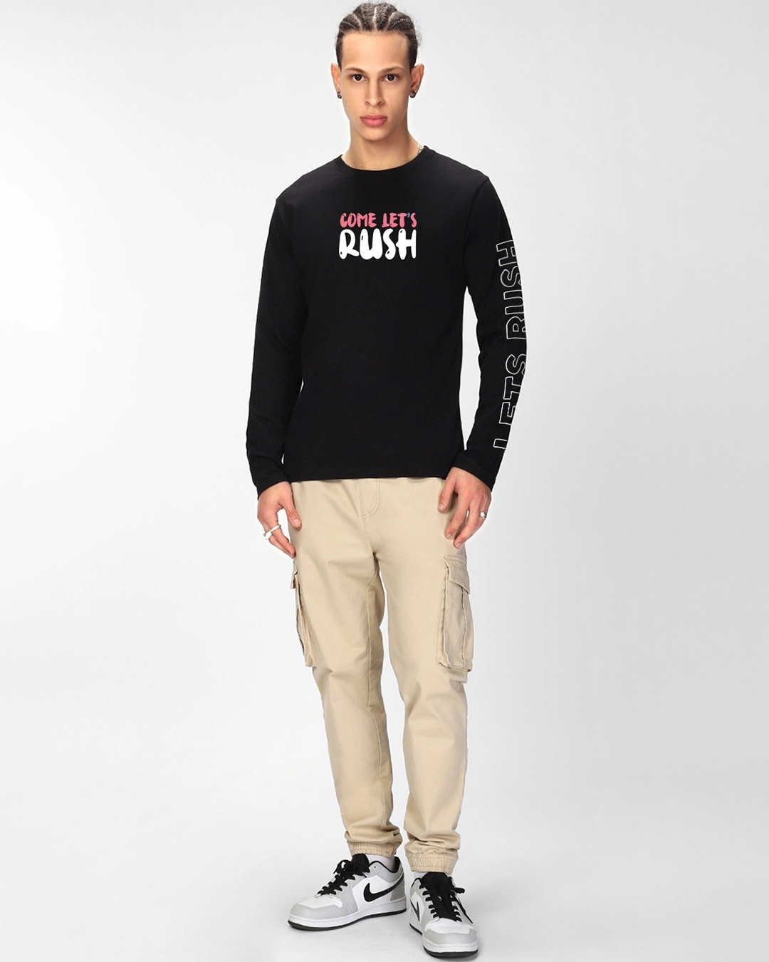 Men's Black Rush Graphic Printed T-shirt - Image 4