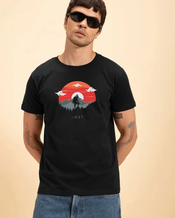 Men's Black Vagabond Graphic Printed T-shirt