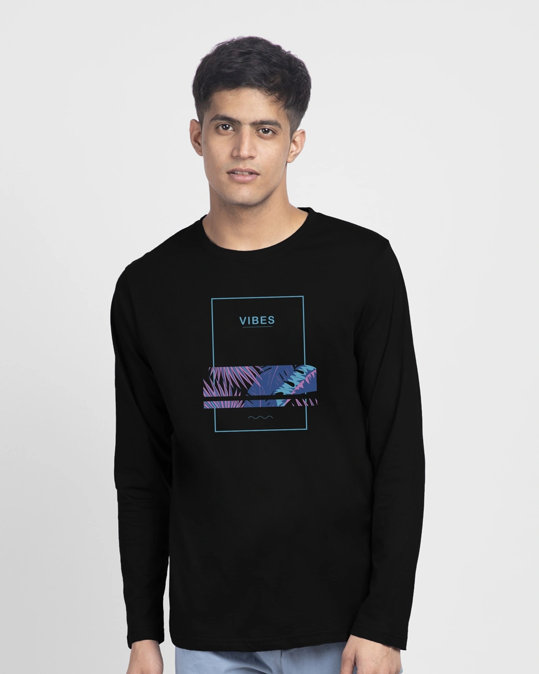 Men's Black Vibes Graphic Printed T-shirt - Image 2